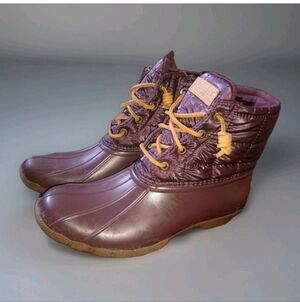 Sperry Plum Saltwater Duck Boots Ankle  Women's 8 Waterproof Gorpcore